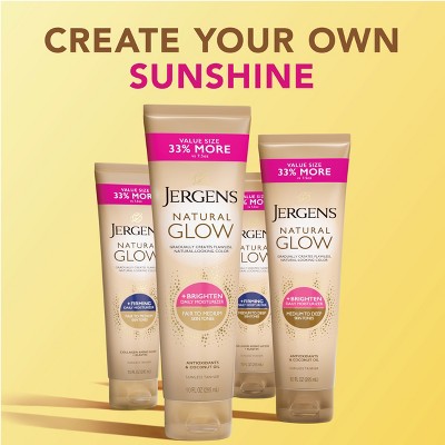 Jergens Natural Glow Brightening Daily Moisturizer + Self Tanner Tanning Lotion 10 fl oz - Imperfect Container