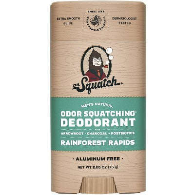 DR. SQUATCH Men's Natural Solid Deodorant Rainforest Rapids 2.65oz - New