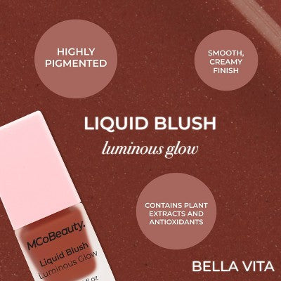 MCoBeauty Liquid Blush Luminous Glow Bella Vita/Dusty Rose 0.5 fl oz - New