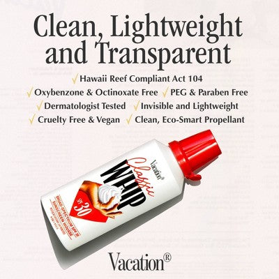 Vacation Sunscreen Classic Whip SPF 30 4 fl oz - Imperfect Container