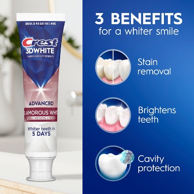 Crest 3D White Advanced Glamorous Teeth Whitening Toothpaste 3.3oz/3pk - Imperfect Box