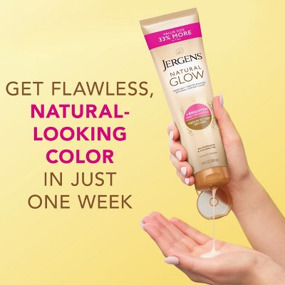 Jergens Natural Glow Brightening Daily Moisturizer + Self Tanner Tanning Lotion 10 fl oz - Imperfect Container
