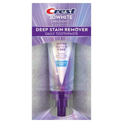 Crest 3D White Deep Stain Remover Daily Toothpaste Dazzling Mint 3.1oz - New