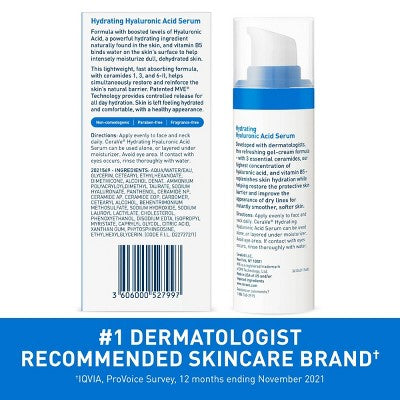 CeraVe Hydrating Hyaluronic Acid Face Serum 1 fl oz - Imperfect Box
