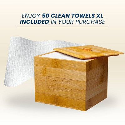 Clean Skin Club Clean Towels XL Original + Bamboo Container Cover 50ct - Imperfect Box