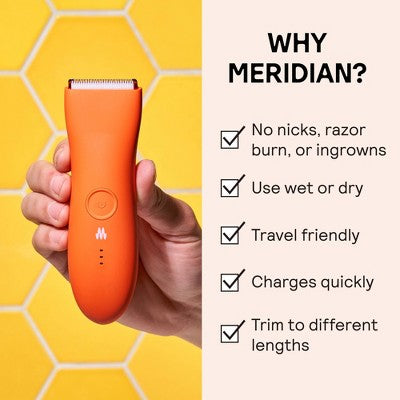 Meridian Trimmer Premium Pubic; Body Hair Trimmer for Men & Women Below-the-Belt Groomer, Ball Trimmer, Bikini Trimmer, Bonus Pouch Blaze - New