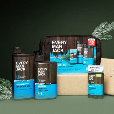 Every Man Jack Mountain Air Holiday Body Dopp Bag Gift Set 3ct - New