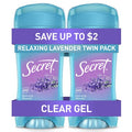 Secret Fresh Clear Gel Deodorant  Relaxing Lavender 2.6oz/2pk - Imperfect Box