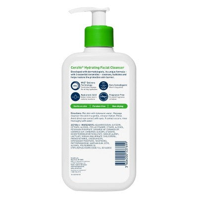 CeraVe Hydrating Face Wash-Hyaluronic Acid and Glycerin 12 fl oz - New