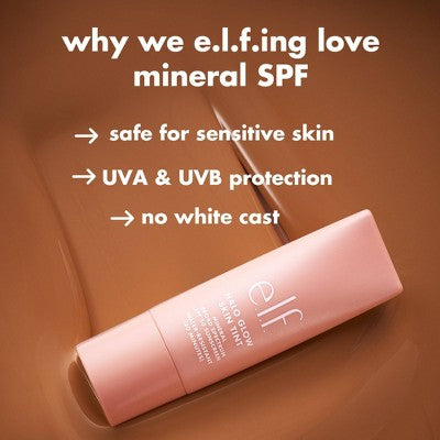 e.l.f. Halo Glow Skin Tint Foundation Mineral SPF 50 8 Medium Neutral 1 fl oz - Imperfect Box