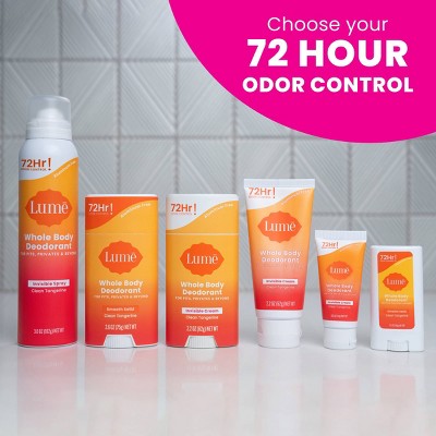 Lume Whole Body Women's Invisible Cream Tube Deodorant Clean Tangerine Scent 2.2oz - New