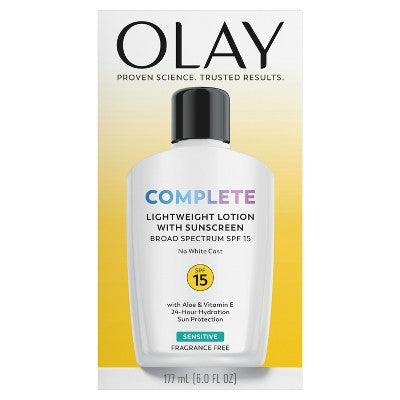 Olay Complete Face Lotion Moisturizer for Sensitive Skin SPF 15 6 fl oz - Missing Box
