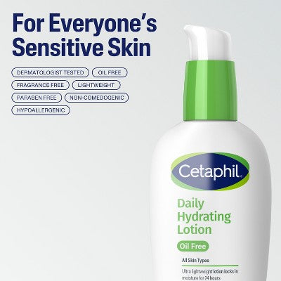 Cetaphil Hydrating Oil-Free Face Lotion Moisturizer with Hyaluronic Acid 3 fl oz - Imperfect Box