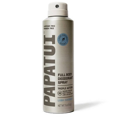 Papatui Men's Long-Lasting Odor Protection Body Deodorant Spray Lush Coconut 5oz - Imperfect Container