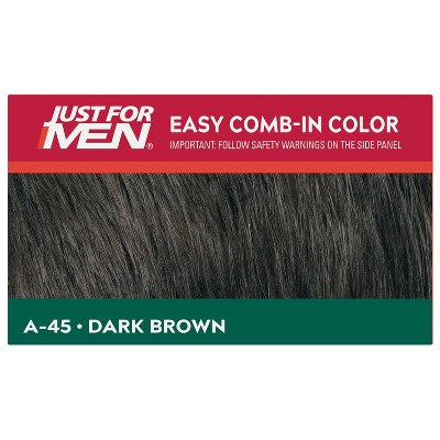 Just For Men Easy CombIn Color Gray Hair Coloring Dark Brown A45 3pk - New