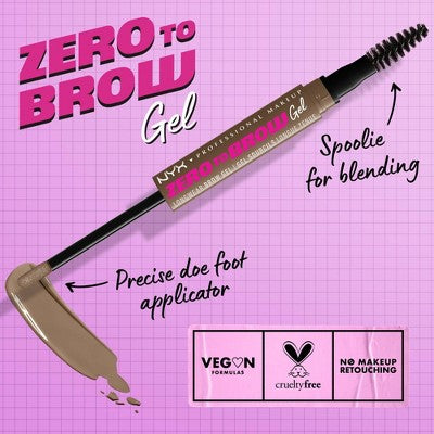 NYX Professional Makeup Zero to Brow Longwear Eyebrow Gel 02 Ash Blonde 0.06 fl oz - Imperfect Box