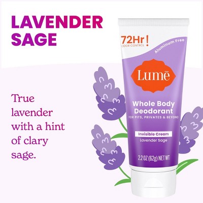 Lume Whole Body Women's Invisible Cream Tube Deodorant Lavender Sage Scent 2.2oz - Imperfect Container