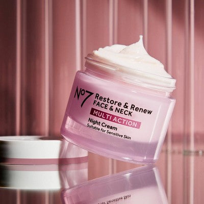 No7 Restore & Renew Multi Action Face & Neck Night Cream 1.69 fl oz - Imperfect Box