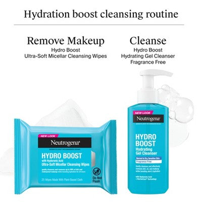 Neutrogena Hydro Boost Hydrating Facial Cleanser and Makeup Remover; Hyaluronic Acid 7.8 fl oz - New
