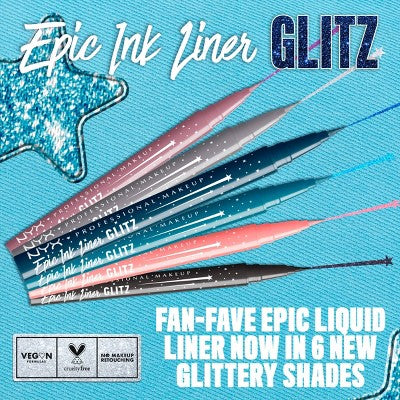NYX Professional Makeup Epic Wear Glitz Metallic Liquid Eyeliner Tapered Twinkle 0.03fl oz - New