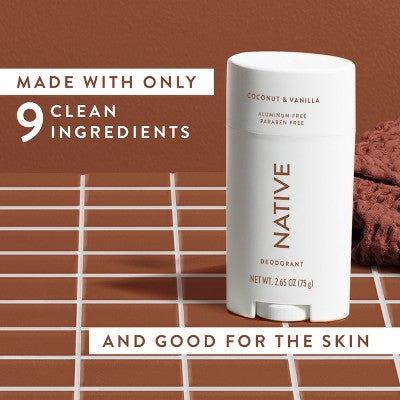 Native Solid Deodorant for Women & Men Coconut & Vanilla 2.65oz - Imperfect Container