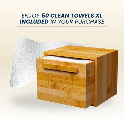 Clean Skin Club Clean Towels XL Original + Bamboo Container Drawer 50ct - Imperfect Box
