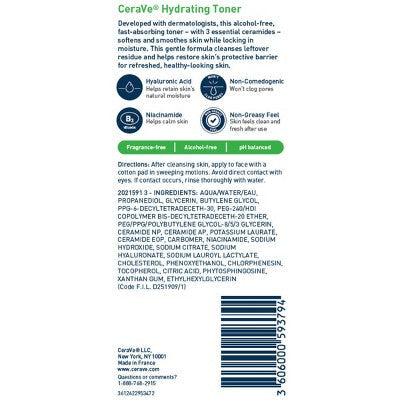 CeraVe Hydrating Toner Facial Toner for Normal to Dry Skin 6.8 fl oz - New