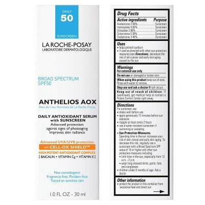 La Roche Posay Anthelios AOX Daily Antioxidant Face Serum with Sunscreen SPF 50 1 fl oz - Imperfect Box