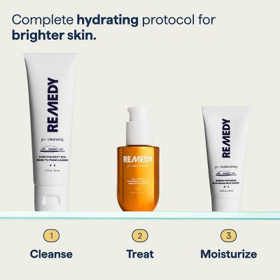 Remedy Skin Brightening 3-Piece Skincare Kit Gentle Cleanser Vitamin C Serum 2.7oz - Imperfect Box