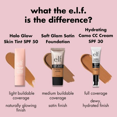 e.l.f. Halo Glow Skin Tint Light Coverage Foundation Mineral SPF 50 9 Medium Cool 1 fl oz - Imperfect Box
