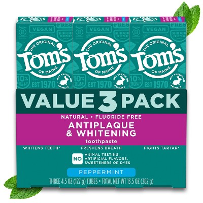 Tom's of Maine Antiplaque and Whitening Toothpaste 4.5oz/3pk - Missing Box