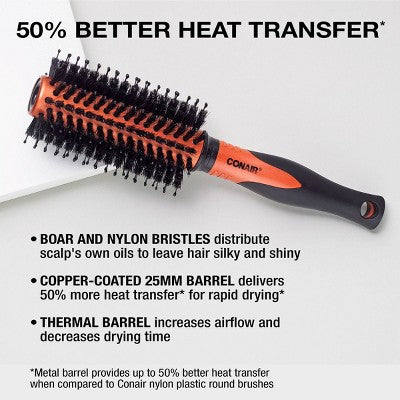 Conair Copper Pro Porcupine Round Hair Brush Small Barrel All Hair - Imperfect Container