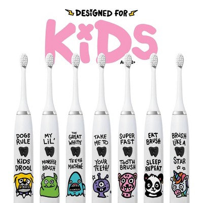 Made by Dentists Kids; Rechargeable Electric Toothbrush with 2 Replacement Toothbrush Heads Cheetah - New