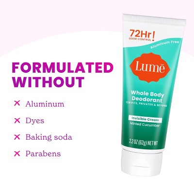 Lume Cream Deodorant Tube Minted Cucumber 2.2oz - New