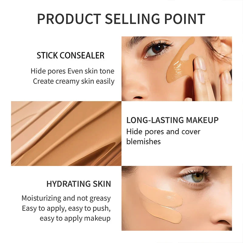 O'CHEAL Temperature Changing Foundation Stick Facial Coverage Blemishes Pores Double-Headed Face Matte Makeup Foundation Cream
