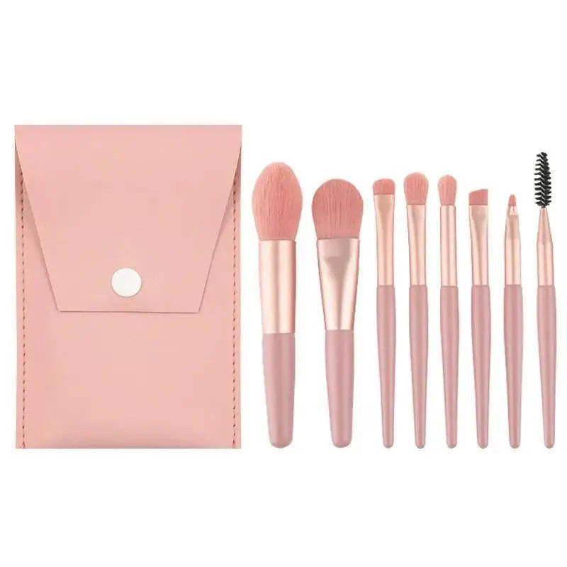 Super Luxury Quality Amazing 8Pcs Mini Travel Portable Soft Makeup Brushes Set Cosmetic Powder Eye Shadow Foundation Blush Blending Beauty Make Up Brush Tool