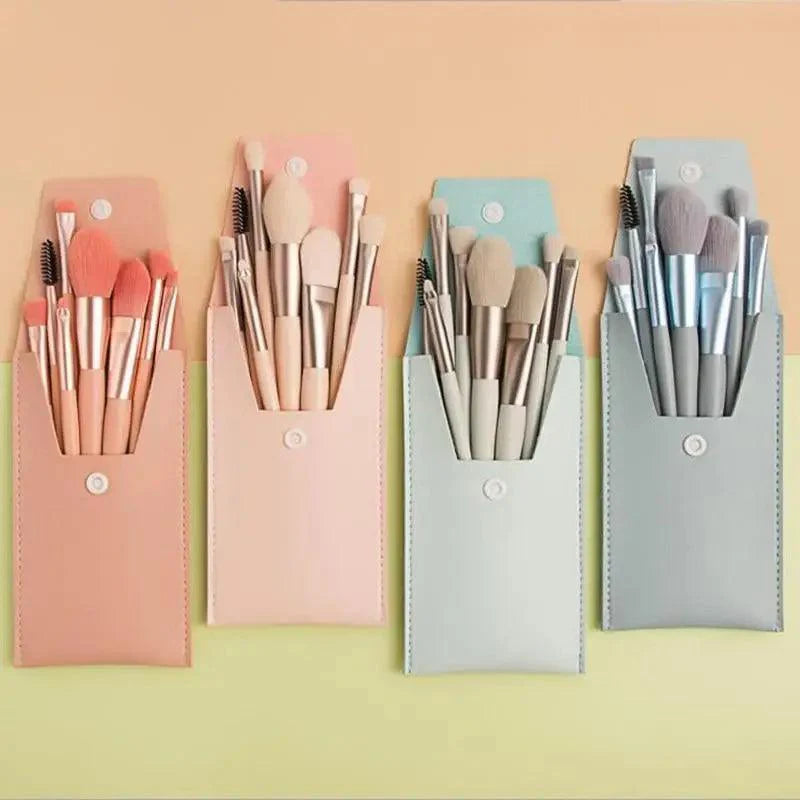 Super Luxury Quality Amazing 8Pcs Mini Travel Portable Soft Makeup Brushes Set Cosmetic Powder Eye Shadow Foundation Blush Blending Beauty Make Up Brush Tool